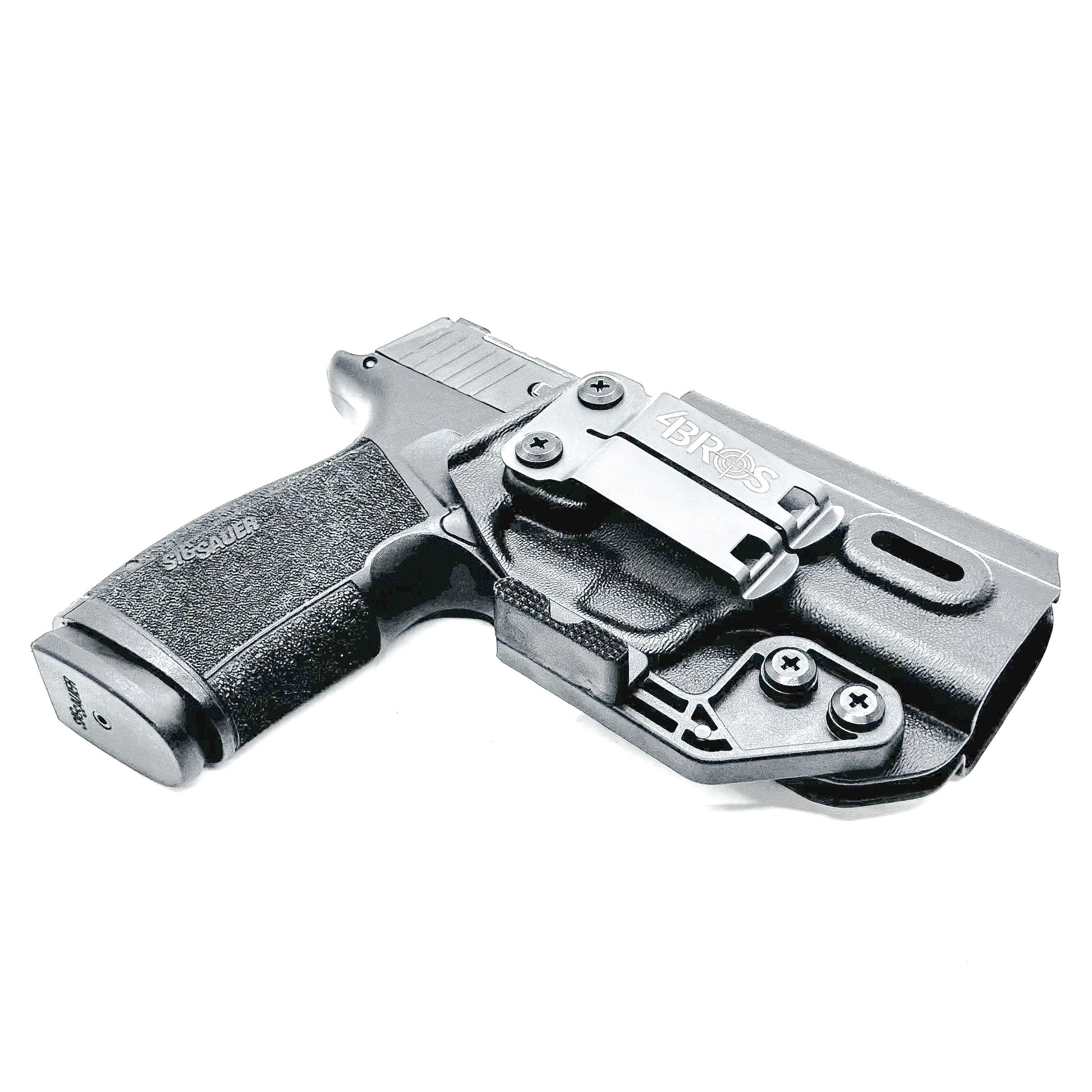 Inside Waistband Holster for the Sig Sauer P365-XMacro Tacops with Monoblock and Modwing in black.