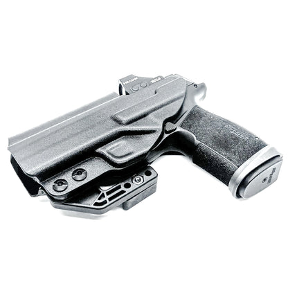Inside Waistband Holster for the Sig Sauer P365-XMacro Tacops with Monoblock and Modwing in black.