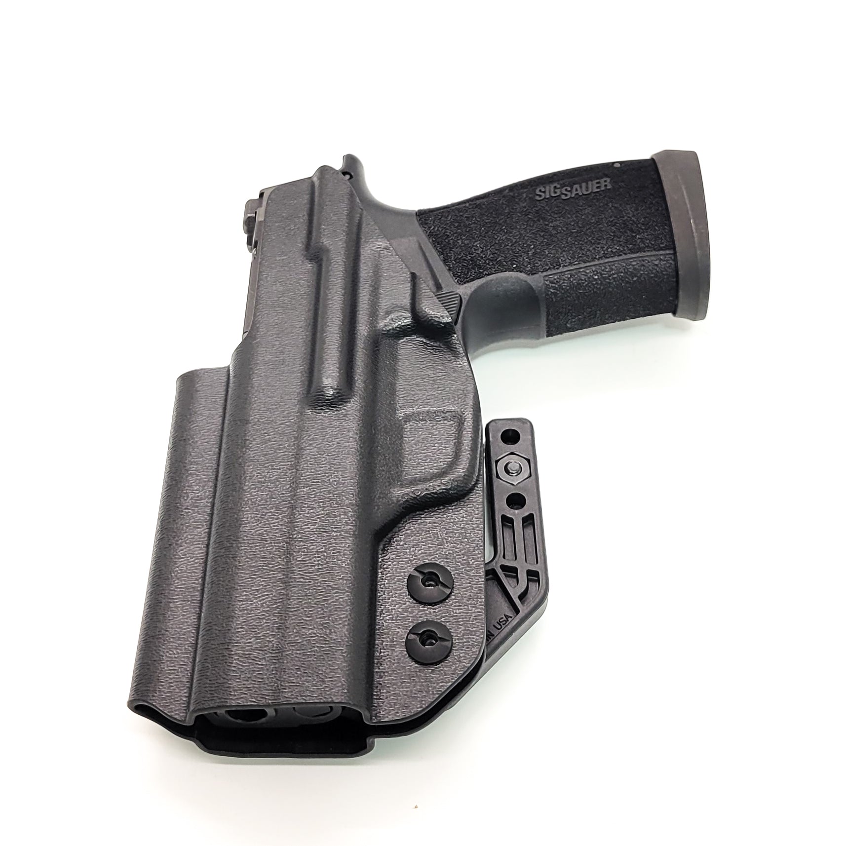 For the best IWB Kydex Inside Waistband Holster for the Sig Sauer P365-XMACRO TACOPS, P365-XMACRO COMP, or P365-XMACRO shop Four Brothers 4BROS holsters.  