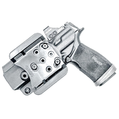 Black Sig Sauer P365-XMACRO Tacops  Outside Waistband holster with 4BROS 1.5" Belt Slide.