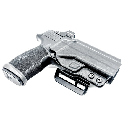 Black Sig Sauer P365-XMACRO Tacops  Outside Waistband holster with 4BROS 1.5" Belt Slide.