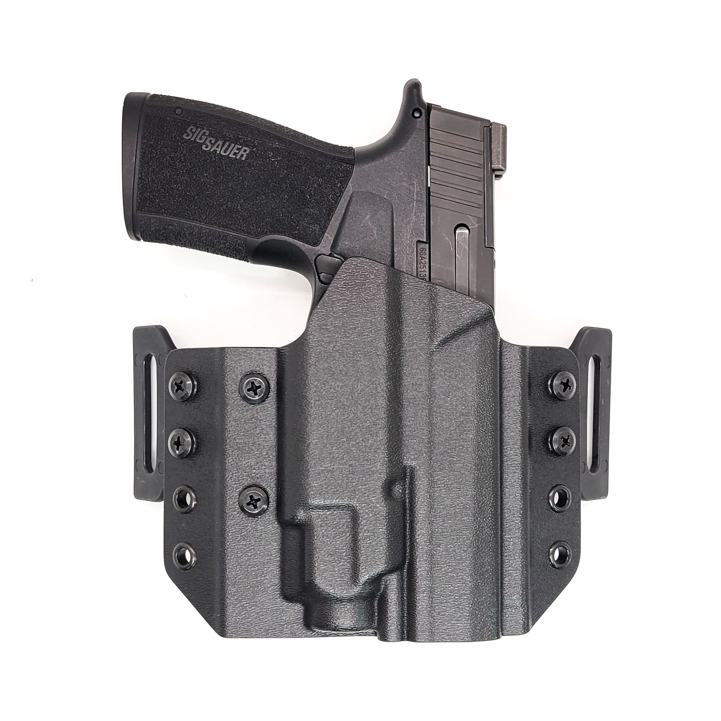OWB Kydex holster for Sig Sauer P365-XMACRO with TLR-8 Sub Pancake holster, adjustable retention, open muzzle, optic/red dot ready. Made in USA.
