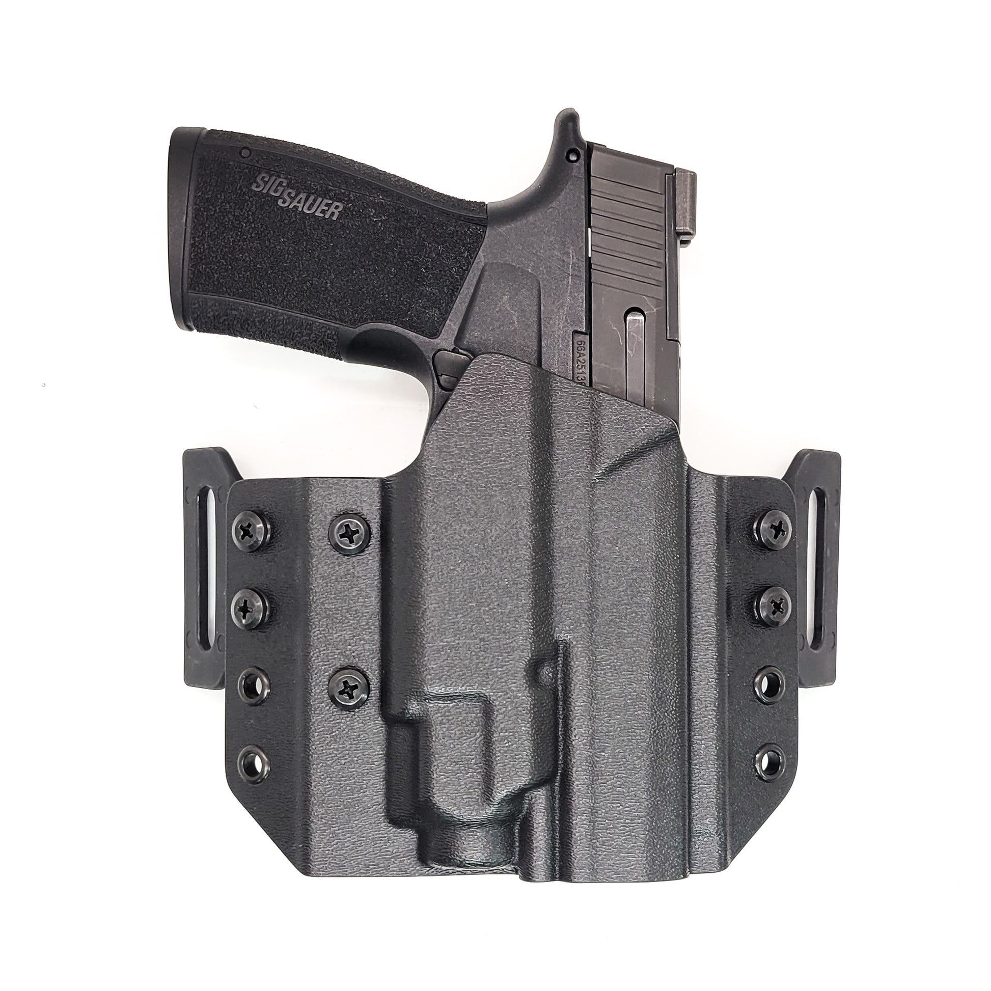 OWB Kydex holster for Sig Sauer P365-XMACRO with TLR-8 Sub Pancake holster, adjustable retention, open muzzle, optic/red dot ready. Made in USA.