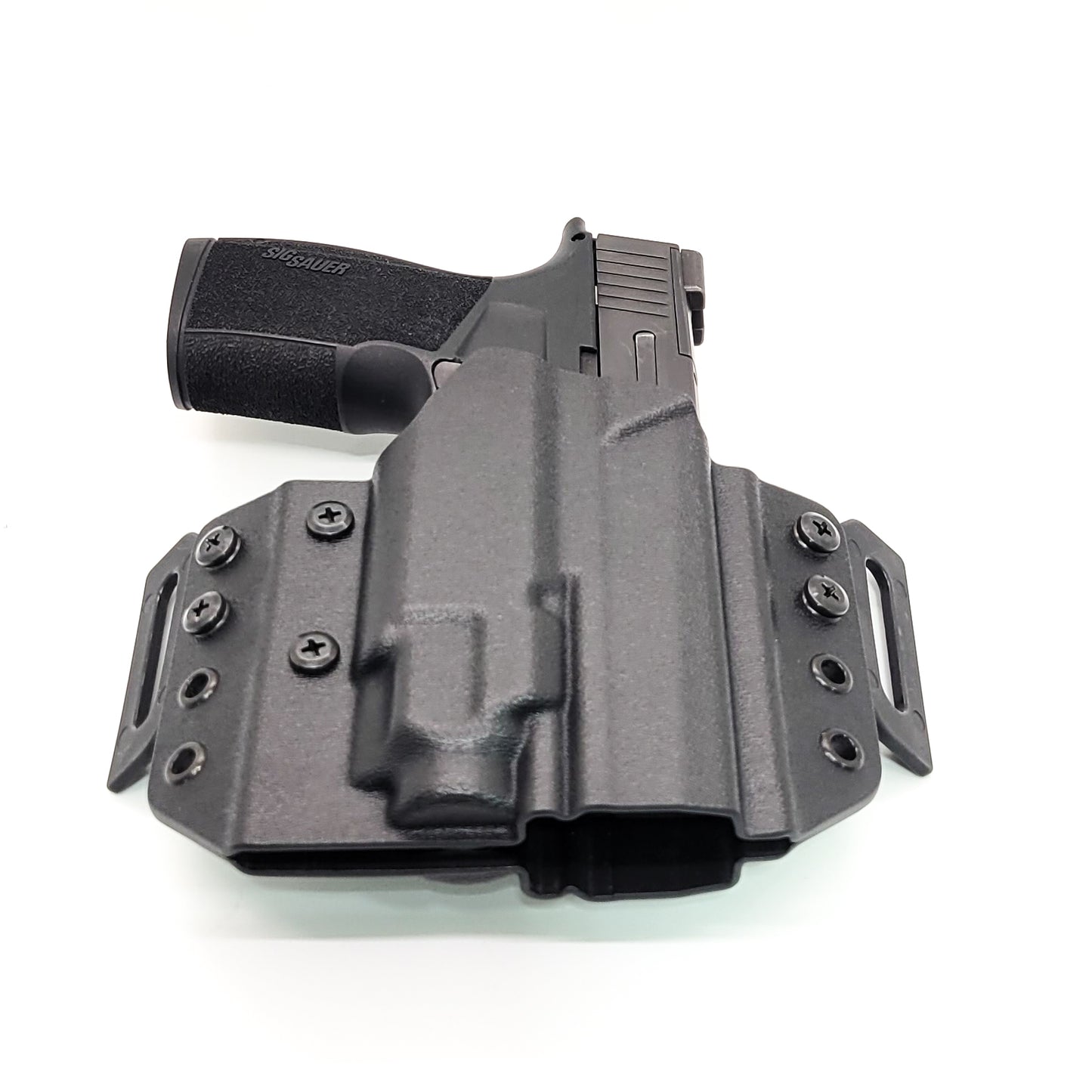 OWB Kydex holster for Sig Sauer P365-XMACRO with TLR-8 Sub Pancake holster, adjustable retention, open muzzle, optic/red dot ready. Made in USA.