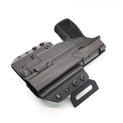 OWB Kydex holster for Sig Sauer P365-XMACRO with TLR-8 Sub Pancake holster, adjustable retention, open muzzle, optic/red dot ready. Made in USA.