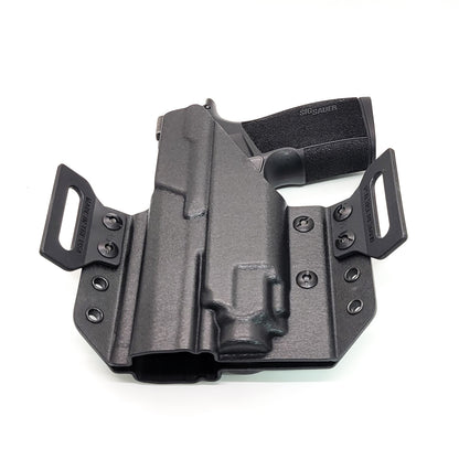 OWB Kydex holster for Sig Sauer P365-XMACRO with TLR-8 Sub Pancake holster, adjustable retention, open muzzle, optic/red dot ready. Made in USA.