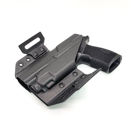 OWB Kydex holster for Sig Sauer P365-XMACRO with TLR-8 Sub Pancake holster, adjustable retention, open muzzle, optic/red dot ready. Made in USA.