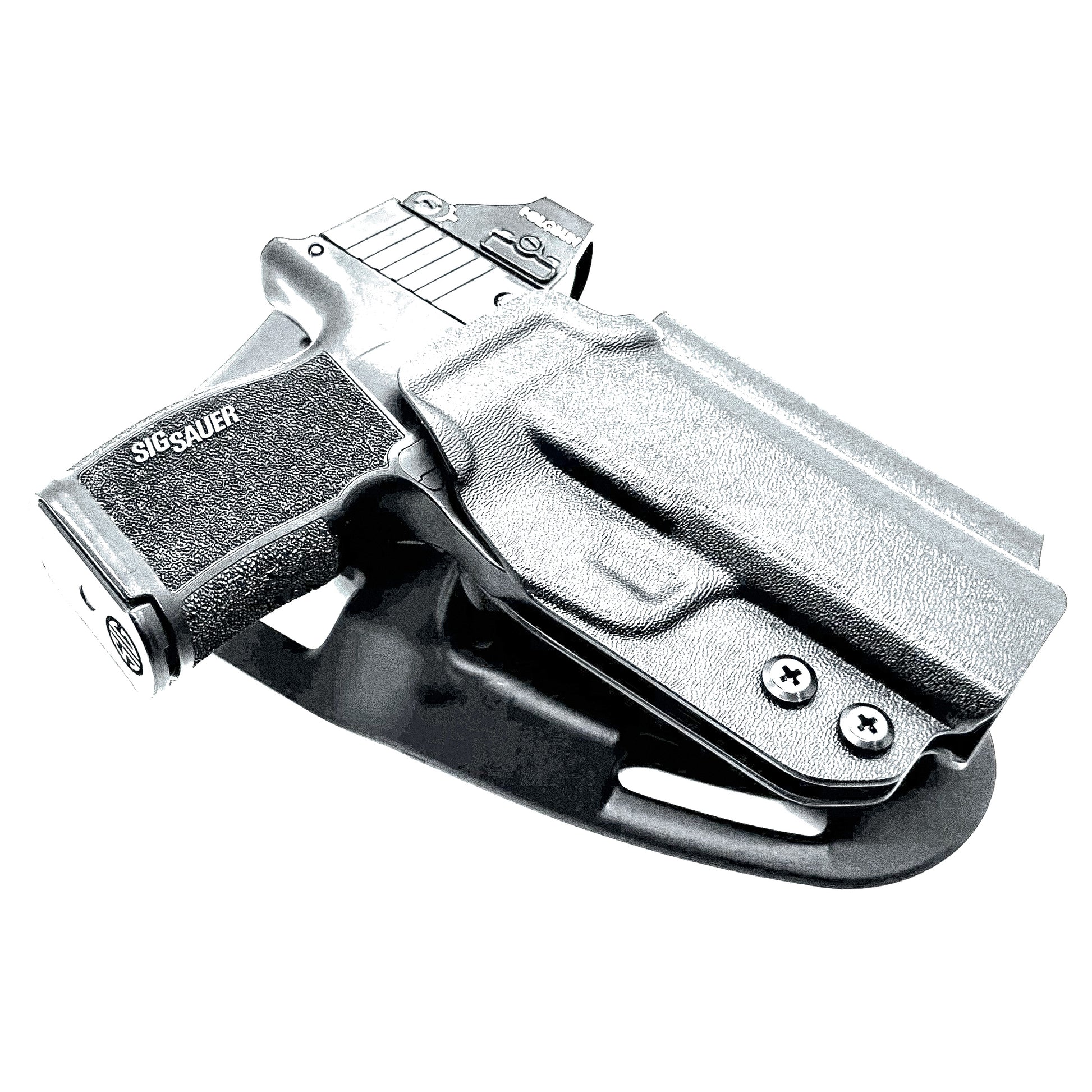 Black Outside Waistband Light Duty & Competition Style Holster for the Sig Sauer P365XL handgun with Blade-Tech Duty Drop.