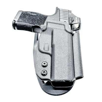 Black Outside Waistband Light Duty & Competition Style Holster for the Sig Sauer P365XL handgun with Blade-Tech Duty Drop.