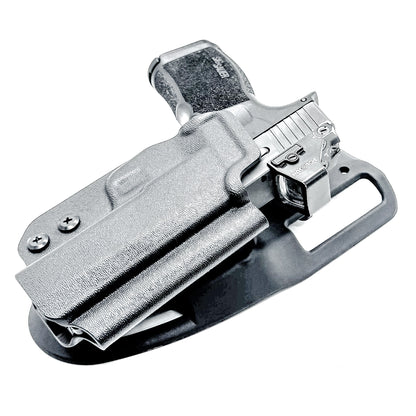 Black Outside Waistband Light Duty & Competition Style Holster for the Sig Sauer P365XL handgun with Blade-Tech Duty Drop.
