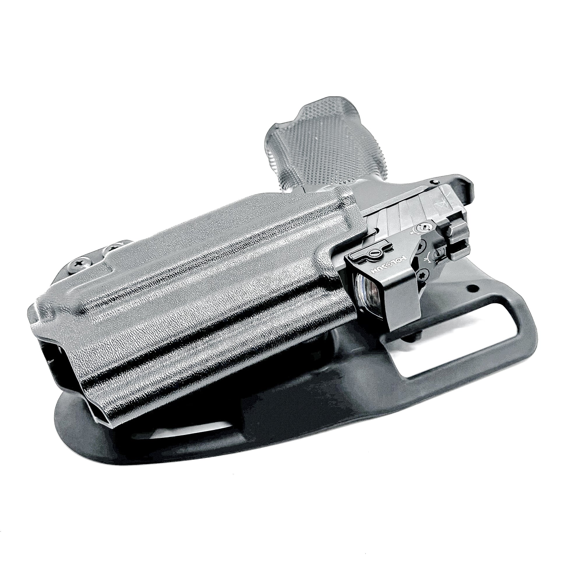 Black Duty holster for the P365XL & TLR-7 X/A and Icarus A.C.E Module with duty drop attachment.