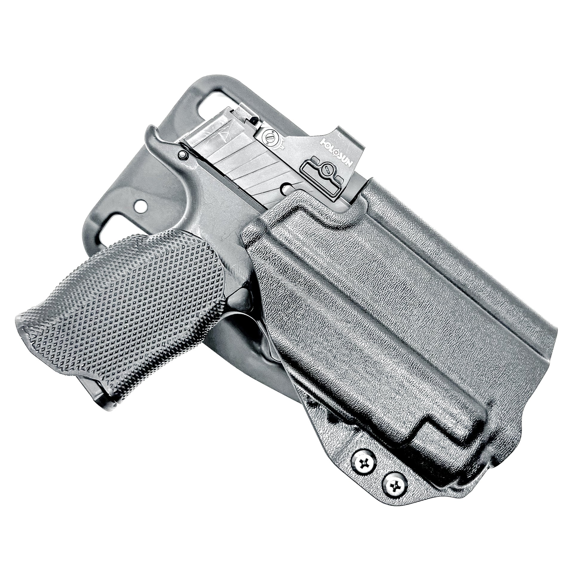 Black Duty holster for the P365XL & TLR-7 X/A and Icarus A.C.E Module with duty drop attachment.