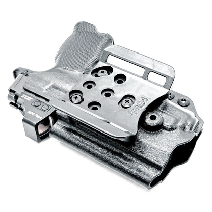 OWB Holster for the Sig Sauer P365XL & Icarus Precision A.C.E. Module & TLR-7 X in black with the 4BROS 1.5" Belt Slide.