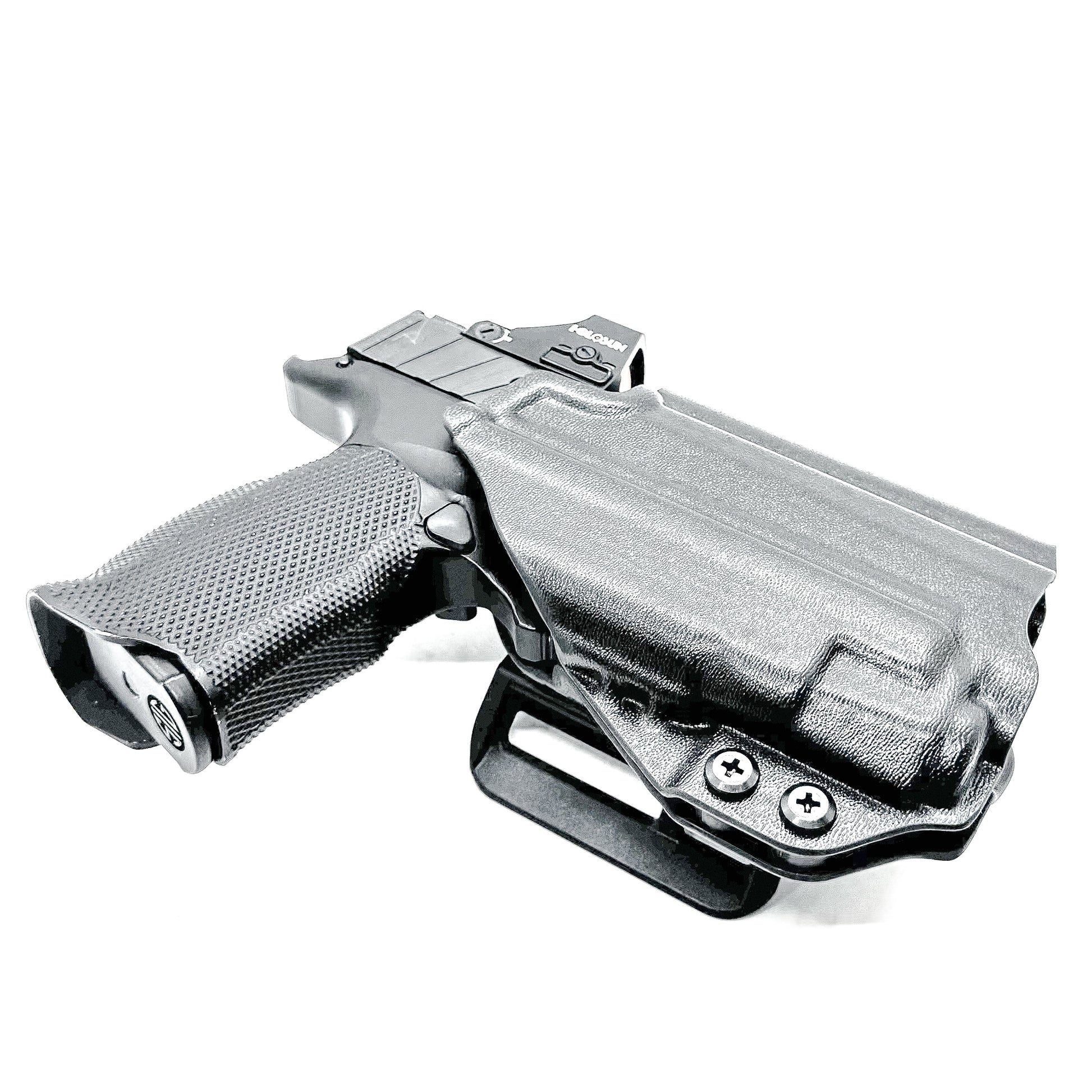 OWB Holster for the Sig Sauer P365XL & Icarus Precision A.C.E. Module & TLR-7 X in black with the 4BROS 1.5" Belt Slide.