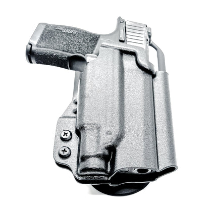 Black Outside Waistband Sig Sauer P365XL with the Streamlight TLR-7 Sub Duty & Competition Style Kydex Holster with a duty drop attachment.