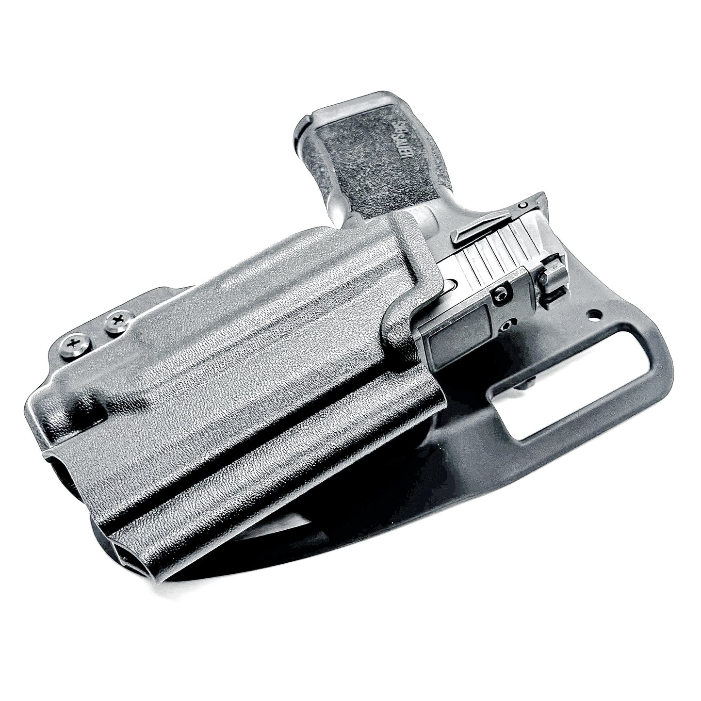 Black Outside Waistband Sig Sauer P365XL with the Streamlight TLR-7 Sub Duty & Competition Style Kydex Holster with a duty drop attachment.