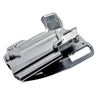 Black Outside Waistband Sig Sauer P365XL with the Streamlight TLR-7 Sub Duty & Competition Style Kydex Holster with a duty drop attachment.