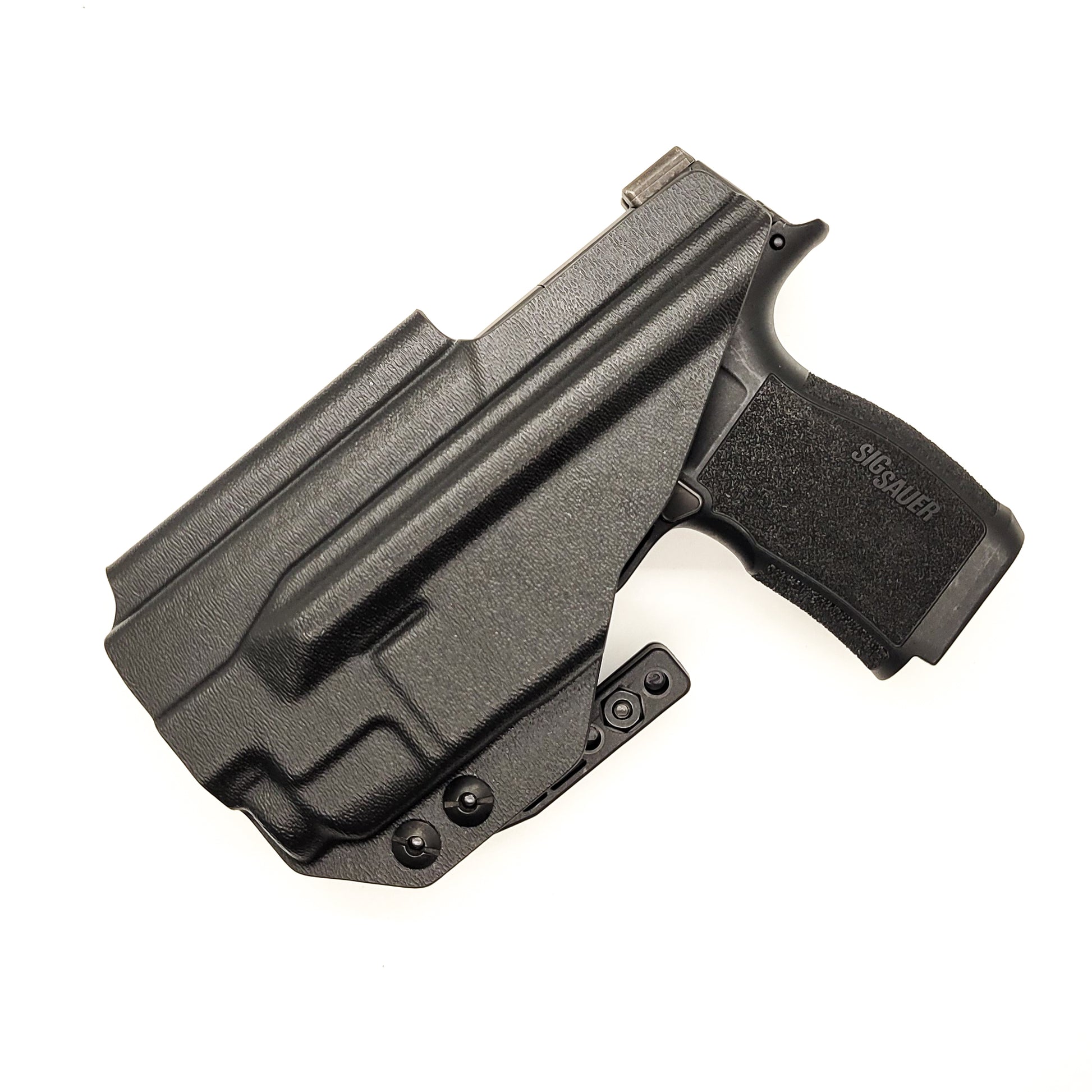 For the best, most comfortable, AIWB, IWB, Kydex Inside Waistband Holster Designed to fit the Sig Sauer P365 or P365XL pistol with the Tactical Development Pro Ledge Tactical Application Rail & Streamlight TLR-7X, TLR-7 X, & TLR-7 A, shop Four Brothers 4BROS holsters. Adjustable retention. Made in the USA