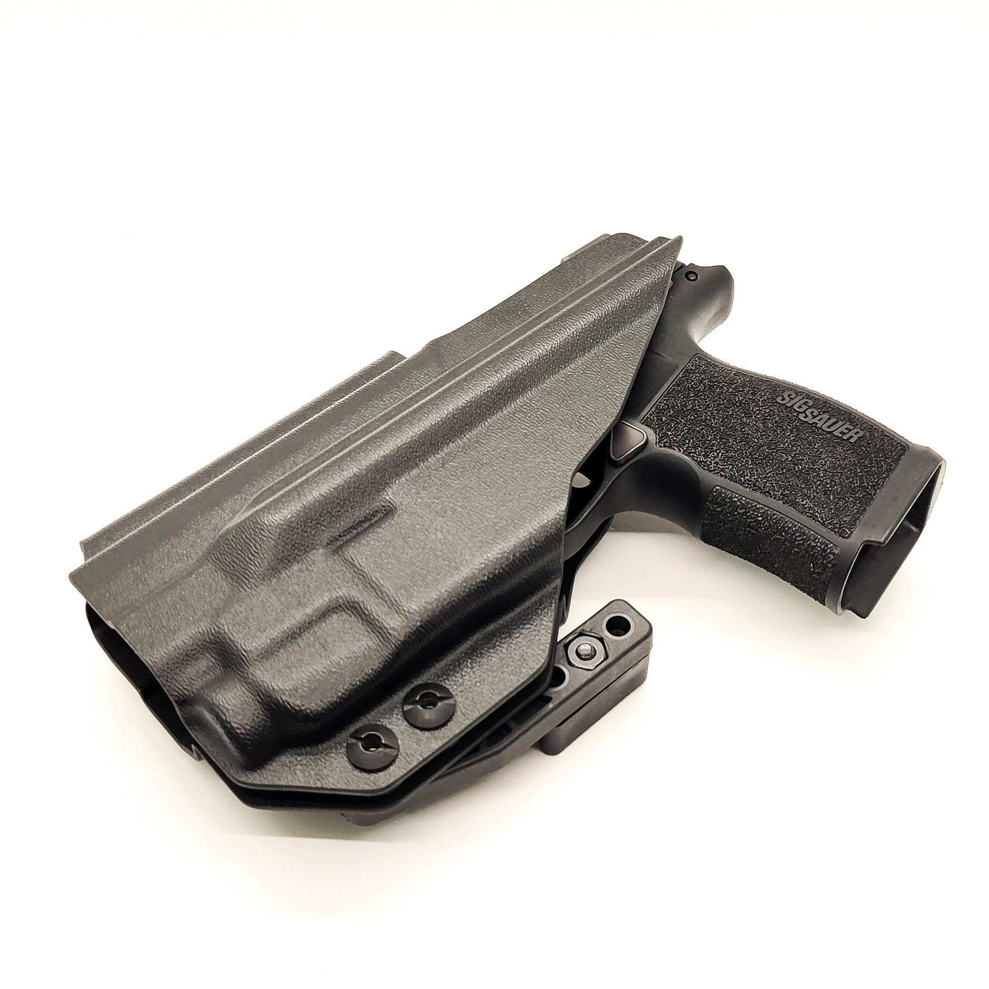 For the best, most comfortable, AIWB, IWB, Kydex Inside Waistband Holster Designed to fit the Sig Sauer P365 or P365XL pistol with the Tactical Development Pro Ledge Tactical Application Rail & Streamlight TLR-7X, TLR-7 X, & TLR-7 A, shop Four Brothers 4BROS holsters. Adjustable retention. Made in the USA