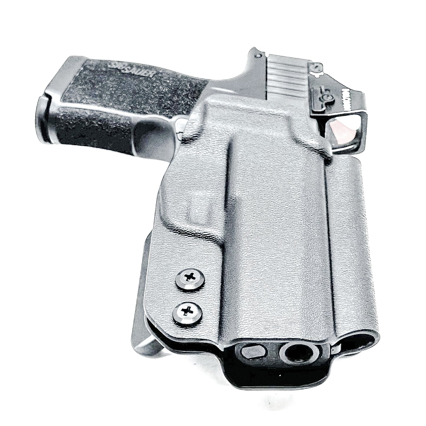 Black Outside Waistband OWB Kydex Holster for the Sig Sauer P365, P365X, and P365XL handgun with 4BROS 1.5" Belt Slide.