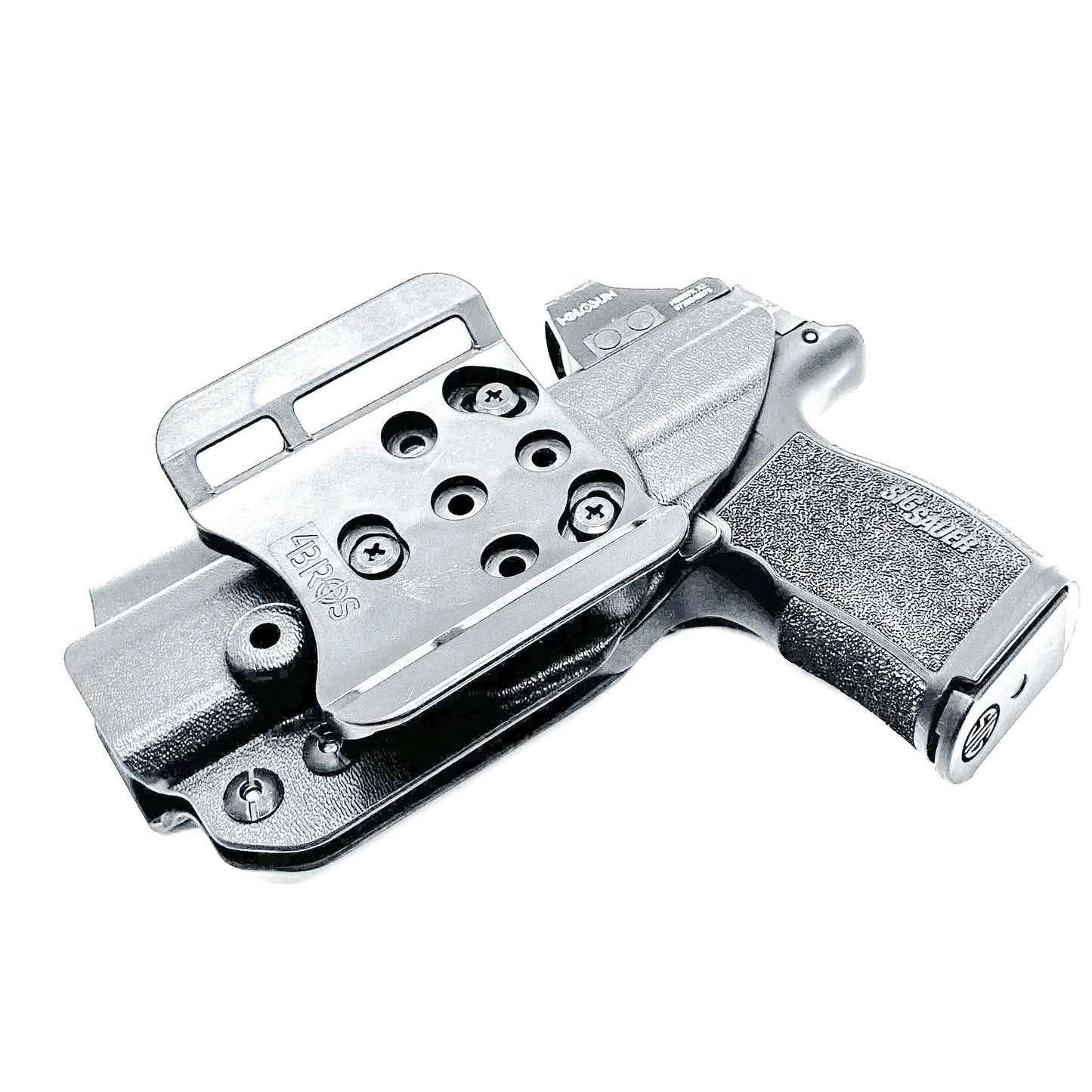 Black Outside Waistband OWB Kydex Holster for the Sig Sauer P365, P365X, and P365XL handgun with 4BROS 1.5" Belt Slide.