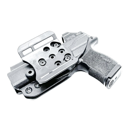 Black Outside Waistband OWB Kydex Holster for the Sig Sauer P365, P365X, and P365XL handgun with 4BROS 1.5" Belt Slide.