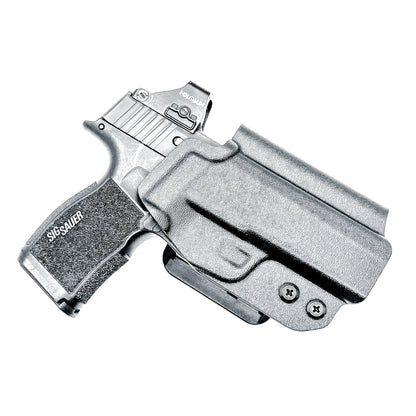 Black Outside Waistband OWB Kydex Holster for the Sig Sauer P365, P365X, and P365XL handgun with 4BROS 1.5" Belt Slide.