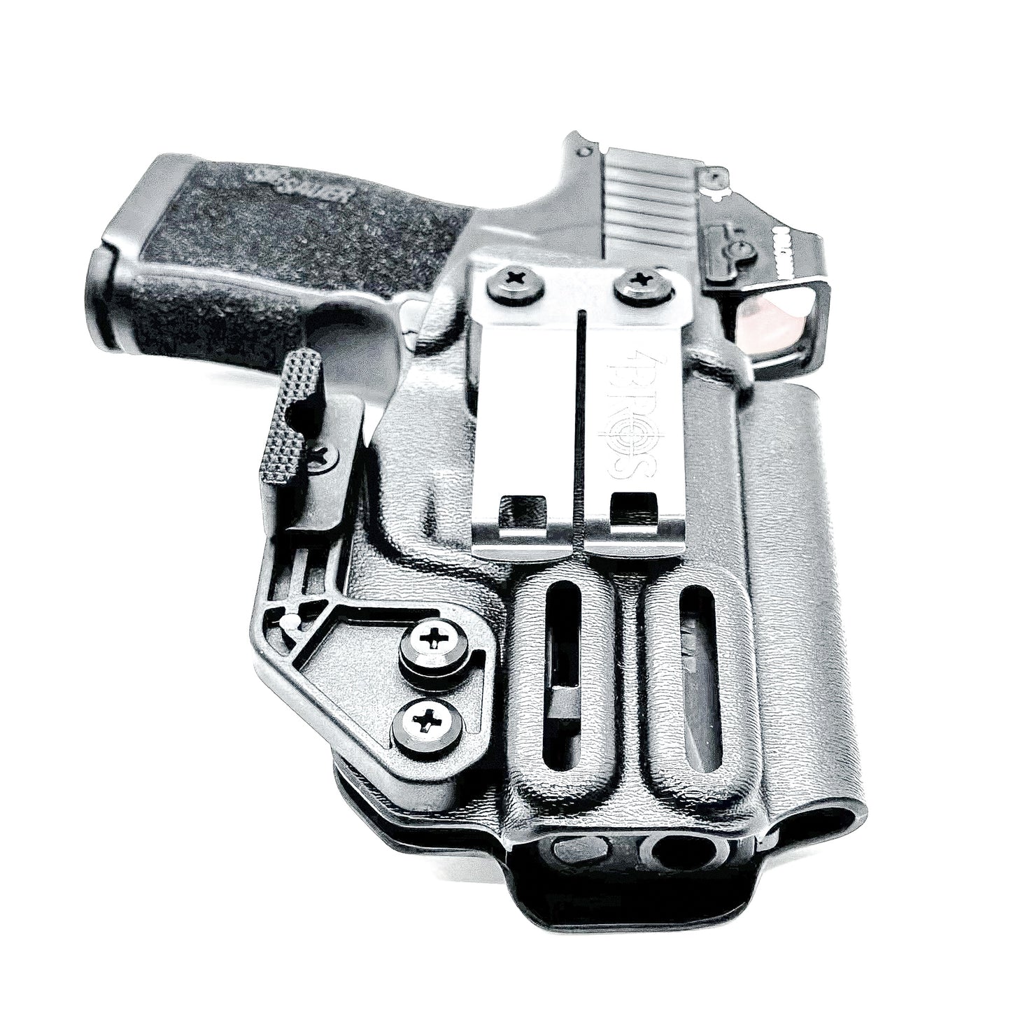 Black Inside Waistband Holster IWB for the Sig Sauer P365 or P365XL with a DCC Monoblock and a modwing.