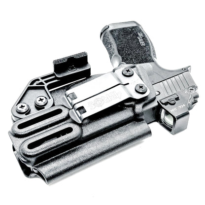 Black Inside Waistband Holster IWB for the Sig Sauer P365 or P365XL with a DCC Monoblock and a modwing.