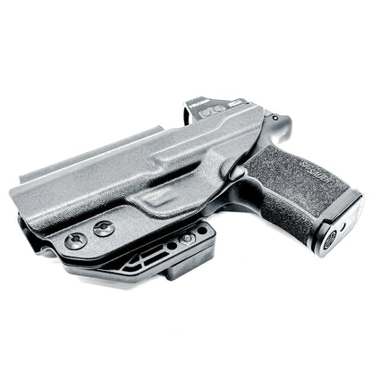 Black Inside Waistband Holster IWB for the Sig Sauer P365 or P365XL with a DCC Monoblock and a modwing.