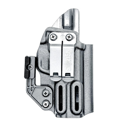Smith & Wesson Equalizer Inside Waistband (IWB) holster with adjustable retention, optics-ready cut, and minimal printing design.  Shown in black with DCC Monoblock and a modwing.
