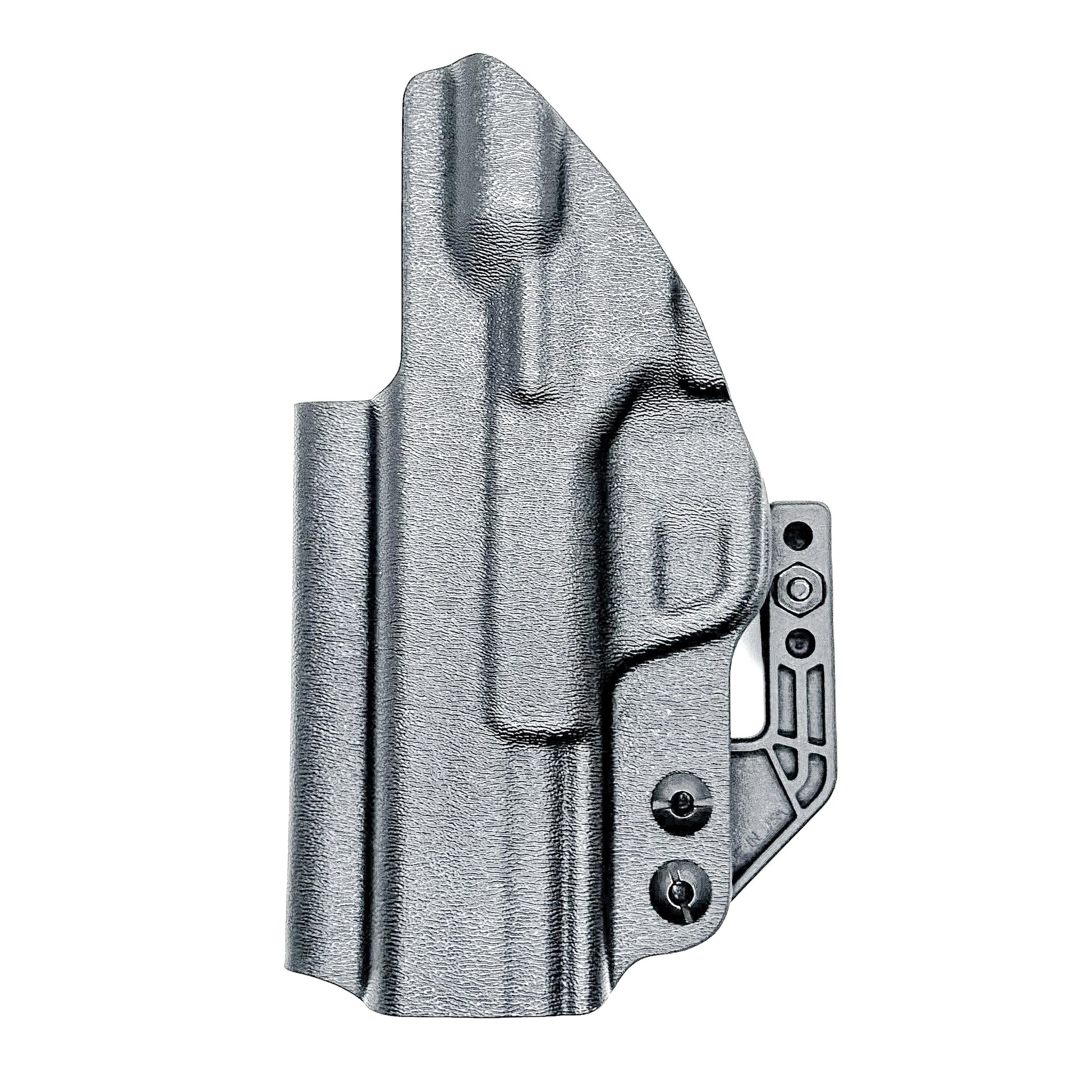 Smith & Wesson Equalizer Inside Waistband (IWB) holster with adjustable retention, optics-ready cut, and minimal printing design.  Shown in black with DCC Monoblock and a modwing.
