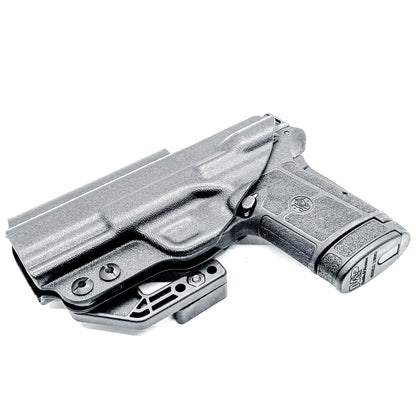 Smith & Wesson Equalizer Inside Waistband (IWB) holster with adjustable retention, optics-ready cut, and minimal printing design.  Shown in black with DCC Monoblock and a modwing.