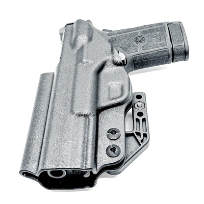Smith & Wesson Equalizer Inside Waistband (IWB) holster with adjustable retention, optics-ready cut, and minimal printing design.  Shown in black with DCC Monoblock and a modwing.