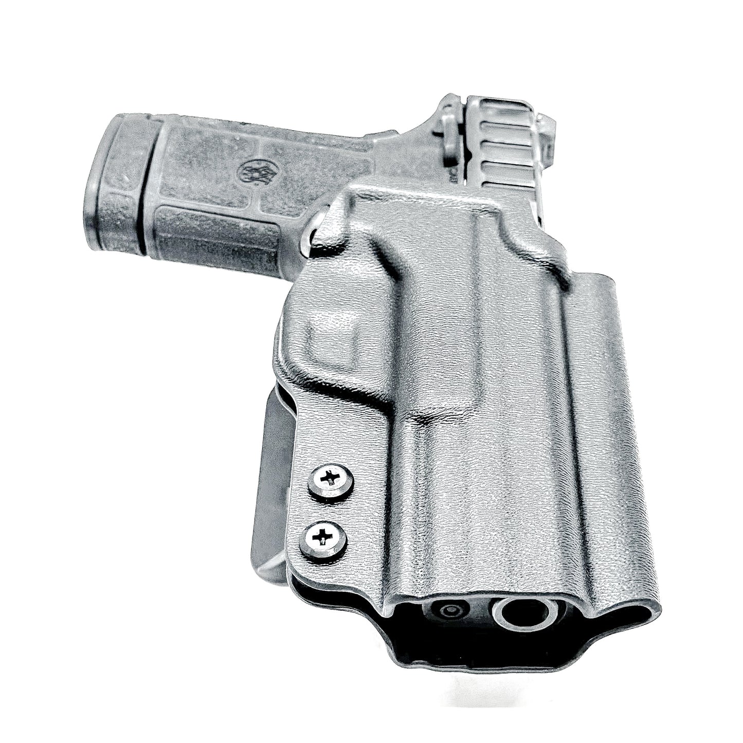Black Outside Wasitband OWB Holster for the Smith & Wesson Equalizer with red dot cut and 4BROS 1.5" Belt Slide.