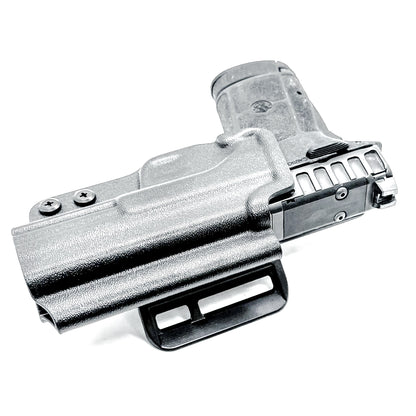 Black Outside Wasitband OWB Holster for the Smith & Wesson Equalizer with red dot cut and 4BROS 1.5" Belt Slide.