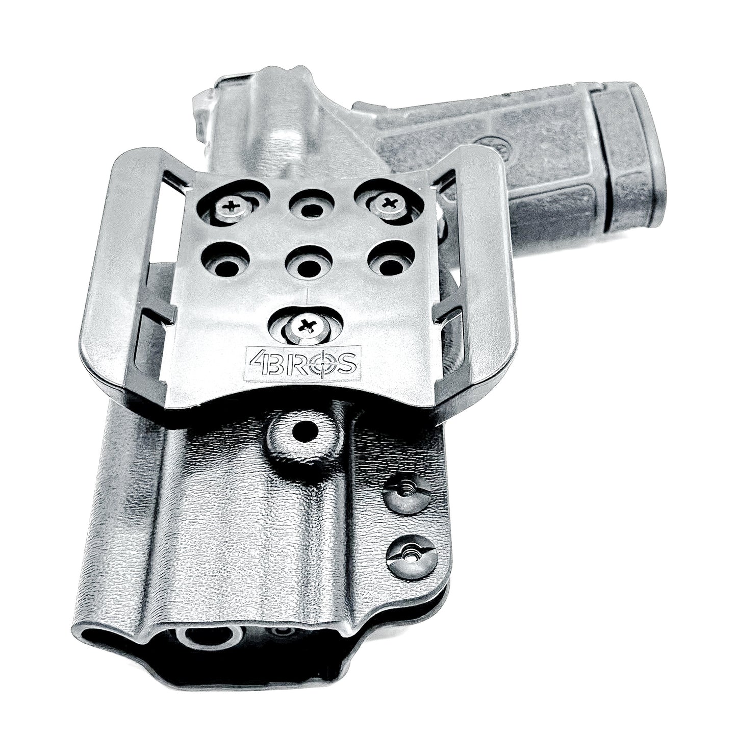 Black Outside Wasitband OWB Holster for the Smith & Wesson Equalizer with red dot cut and 4BROS 1.5" Belt Slide.