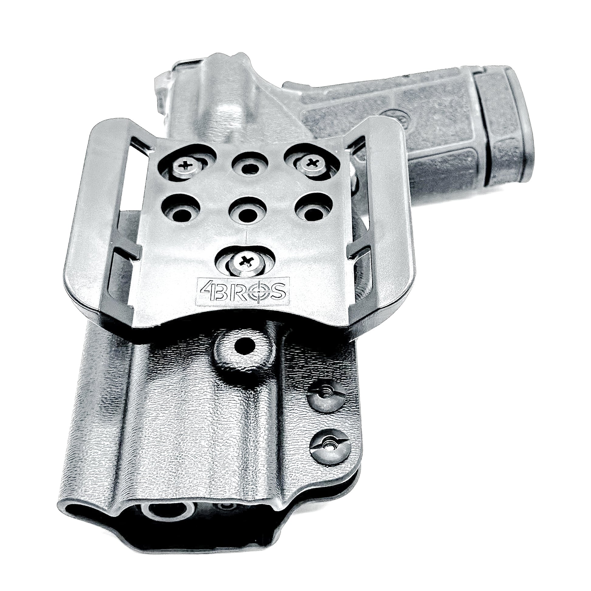 Black Outside Wasitband OWB Holster for the Smith & Wesson Equalizer with red dot cut and 4BROS 1.5" Belt Slide.