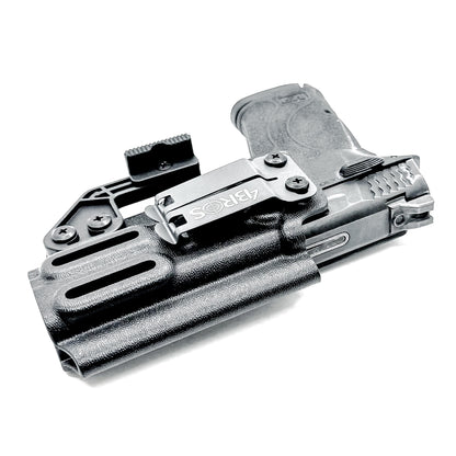 Smith & Wesson M&P 9 Shield EZ Inside Waistband (IWB) holster with adjustable retention, optics-ready cut, and low-profile design