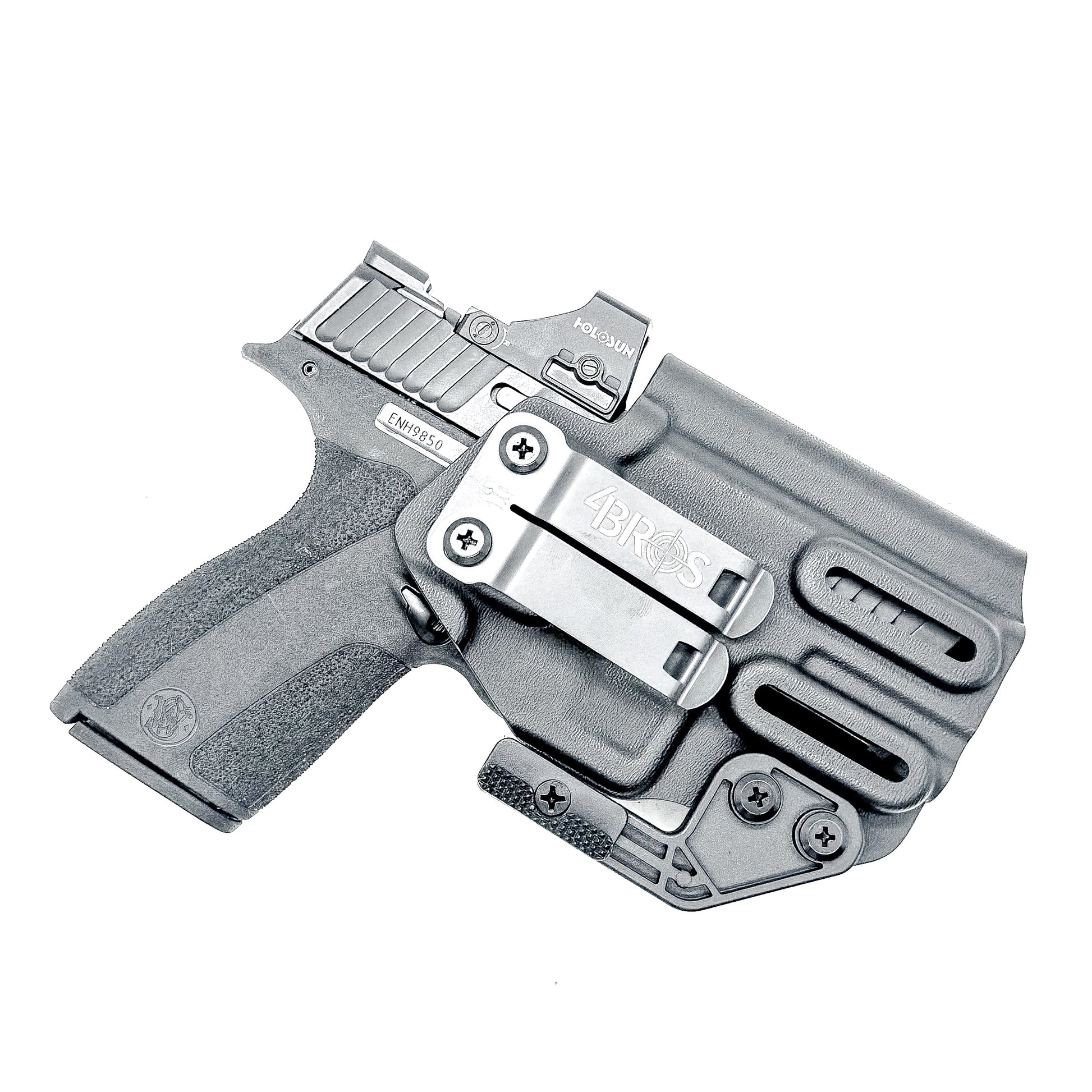 Precision-molded IWB holster for Smith & Wesson M&P Shield X. Adjustable retention, sweat-guard protection, optic-cut ready, and proudly made in the USA