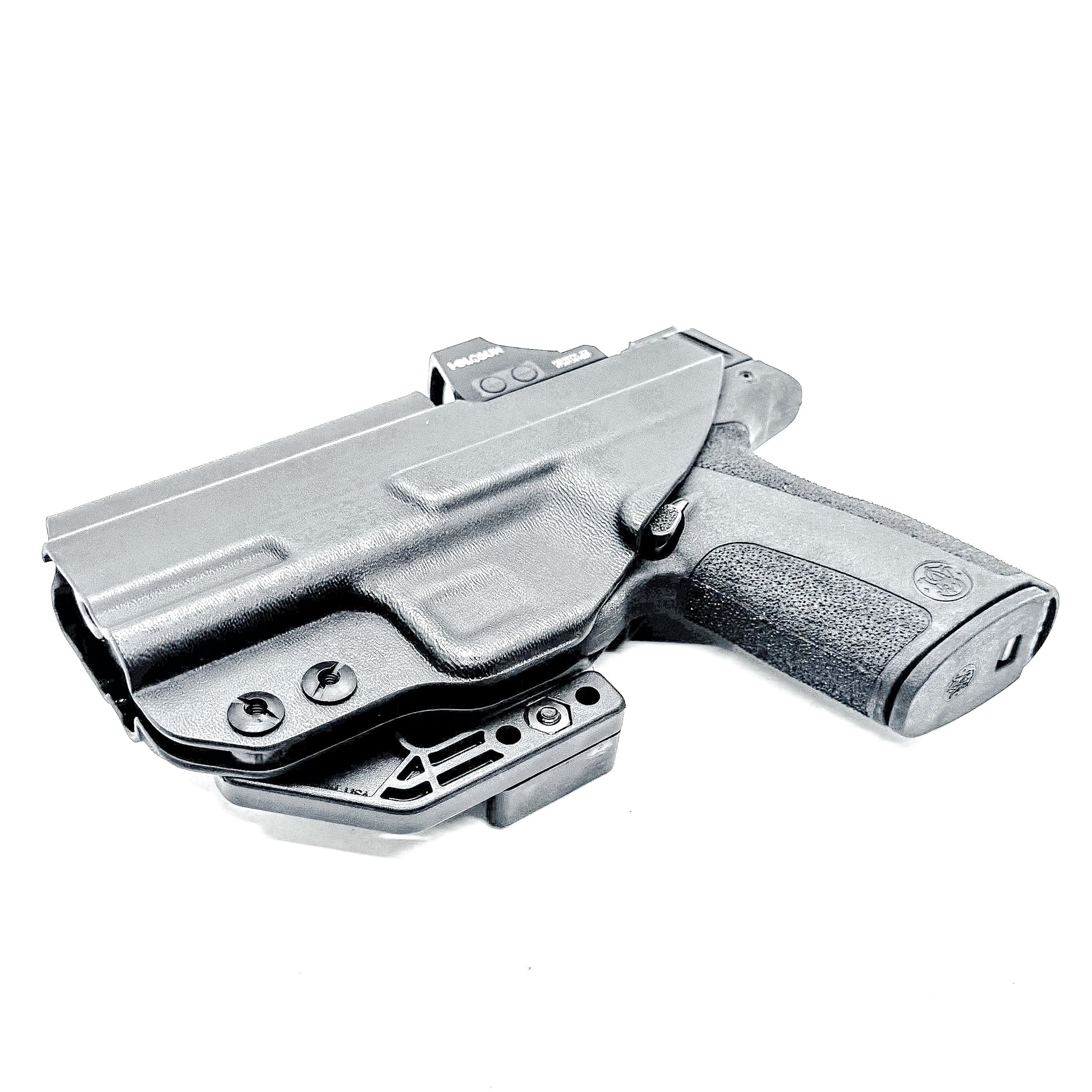 Precision-molded IWB holster for Smith & Wesson M&P Shield X. Adjustable retention, sweat-guard protection, optic-cut ready, and proudly made in the USA