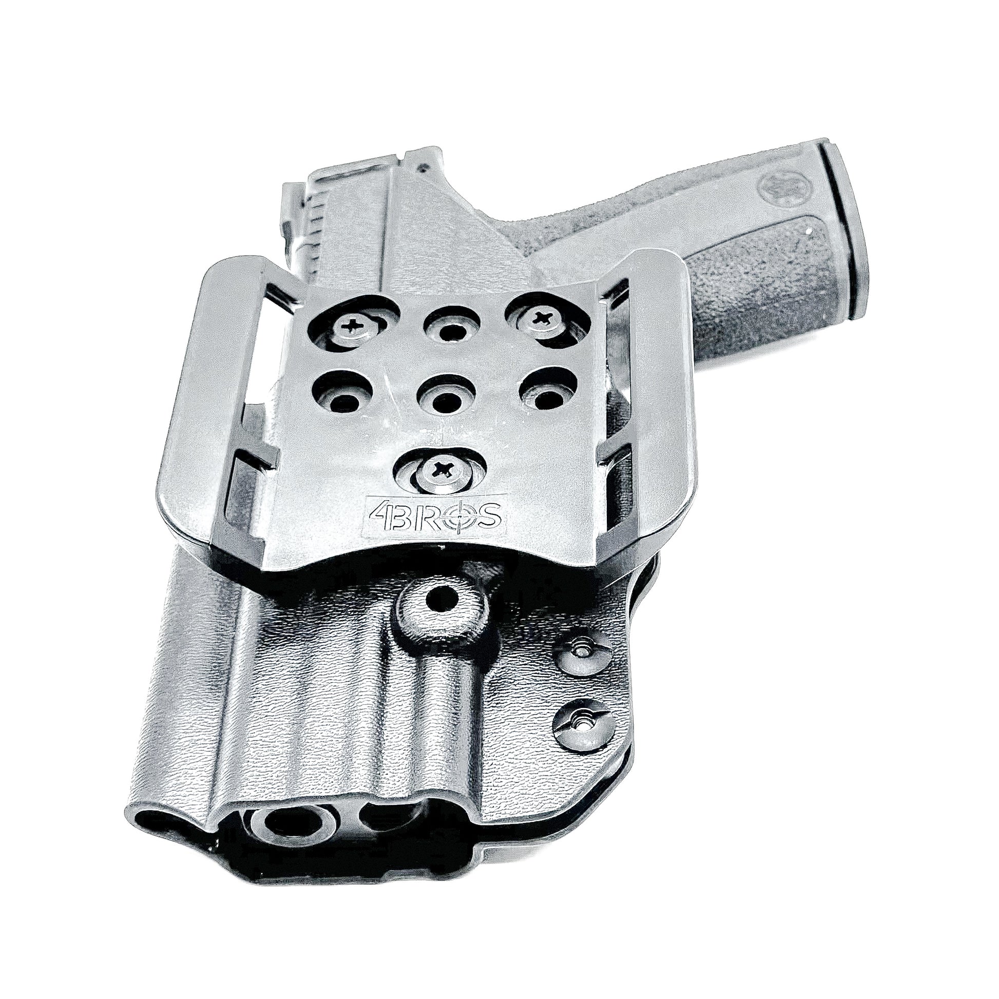 S&W Shield X OWB Kydex holster. Outside Waistband design with adjustable retention, red dot clearance, open muzzle, durable USA construction.