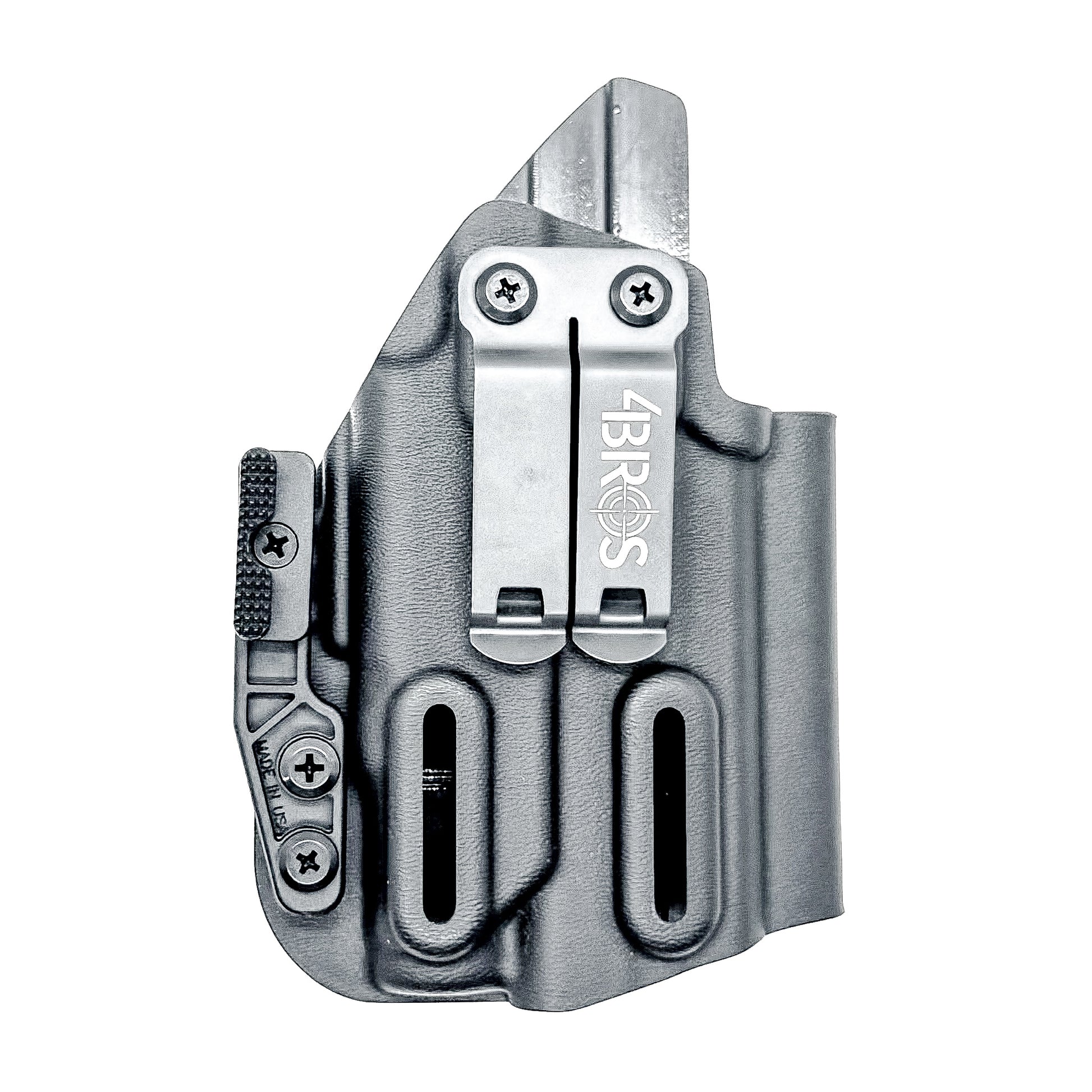 Black Kydex IWB holster for Smith & Wesson M&P Shield X and Streamlight 1913 TLR-7 Sub with a Monoblock and Modwing