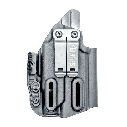Black Kydex IWB holster for Smith & Wesson M&P Shield X and Streamlight 1913 TLR-7 Sub with a Monoblock and Modwing