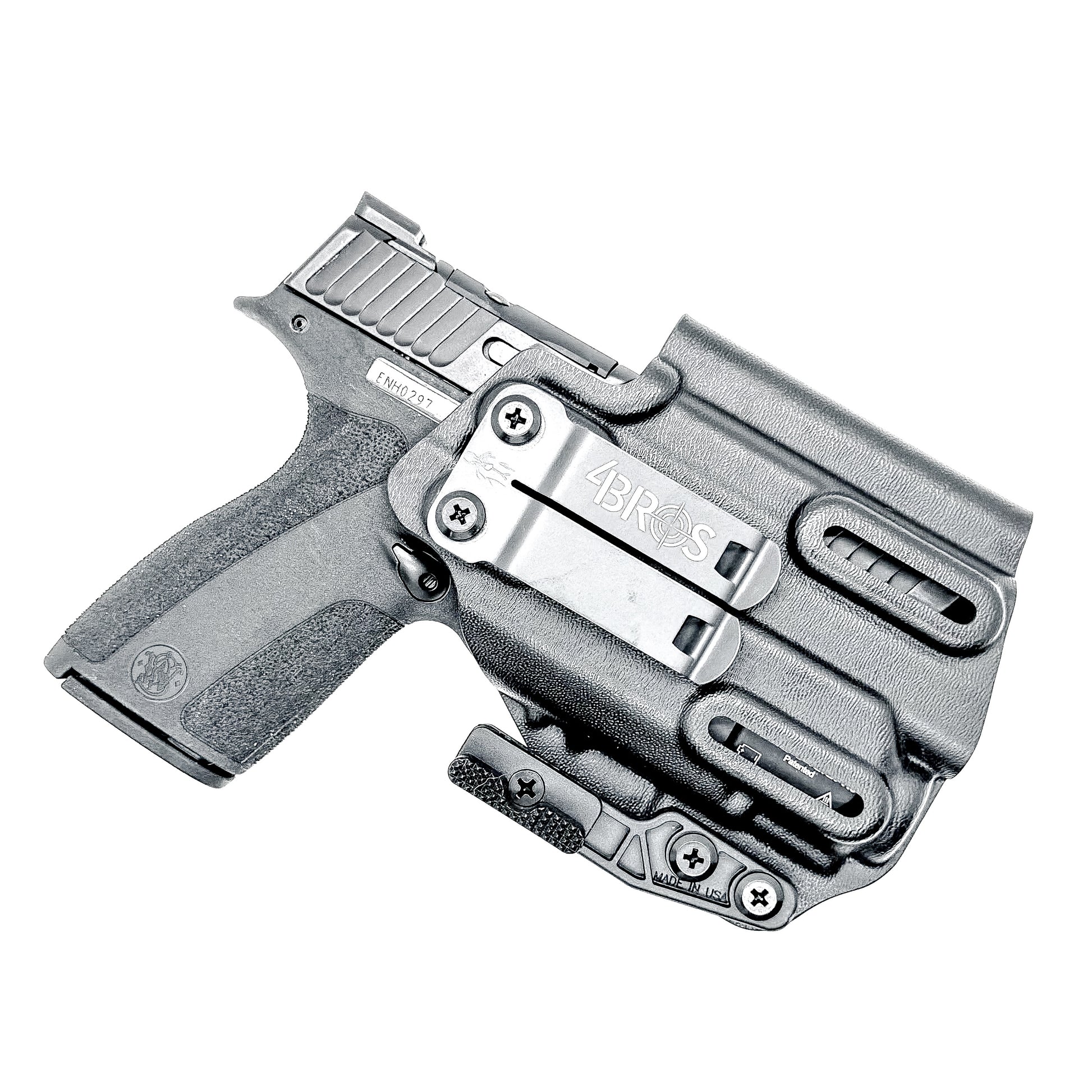 Black Kydex Precision IWB holster for M&P Shield X with TR-8 Sub, TR-8 X Sub & TR-8 HL-X Sub with Monoblock and Modwing