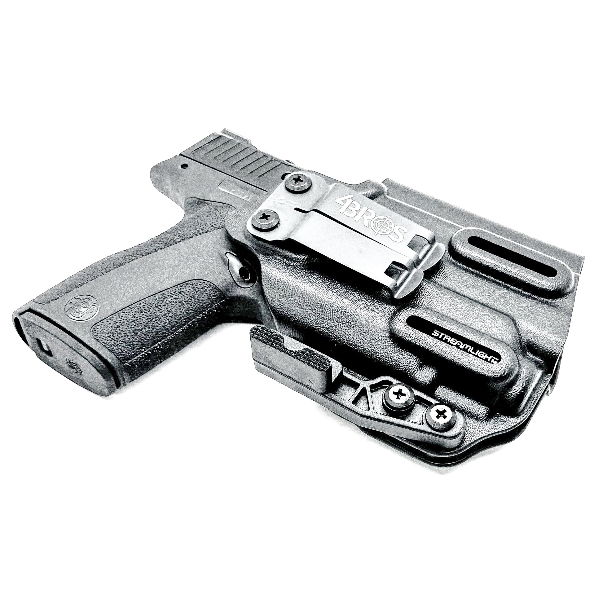 Black Kydex Precision IWB holster for M&P Shield X with TR-8 Sub, TR-8 X Sub & TR-8 HL-X Sub with Monoblock and Modwing