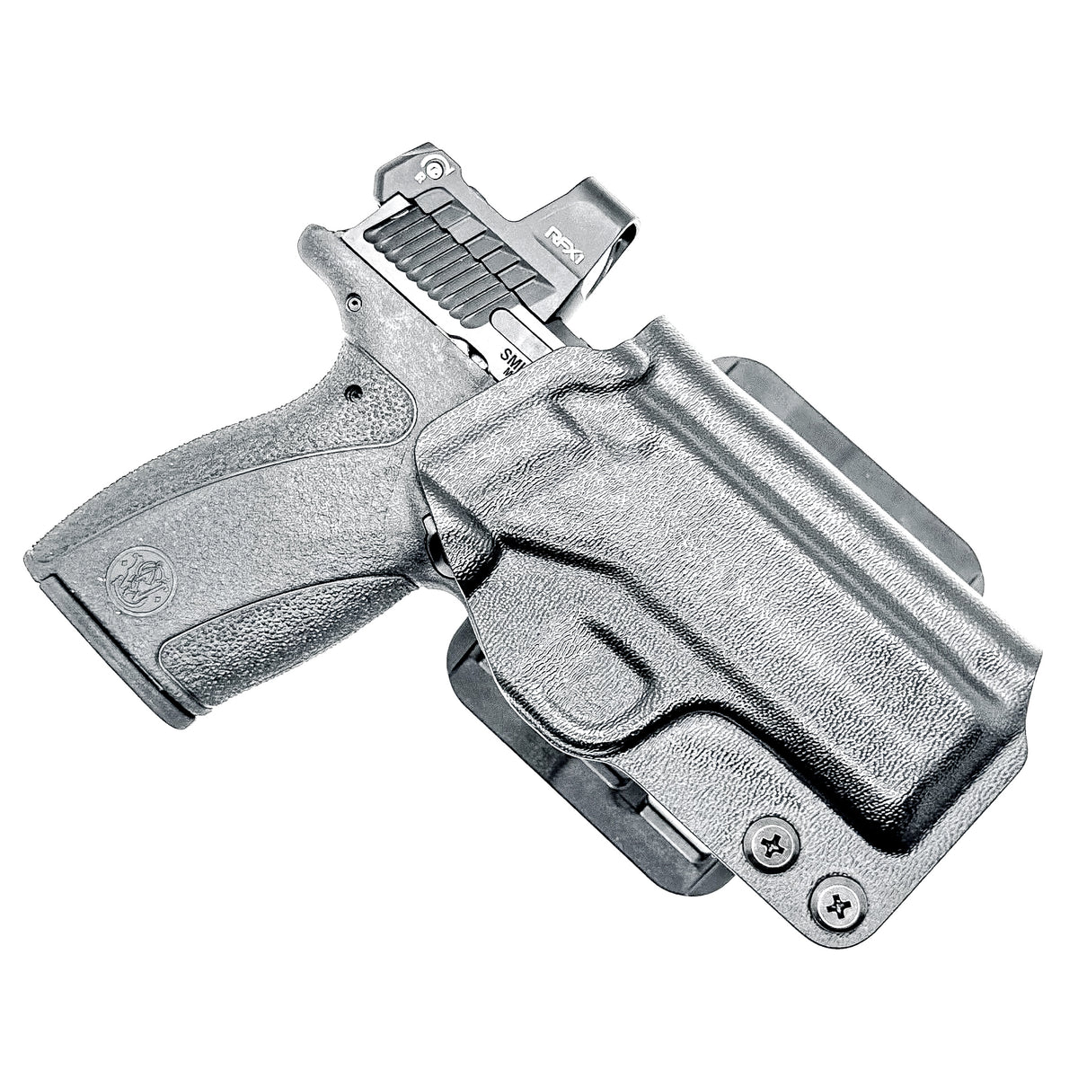 Outside waistband (OWB) holster for Smith & Wesson Bodyguard 2.0 and Carry Comp. Made from durable .093" Kydex; available in right- & left-handed configurations.