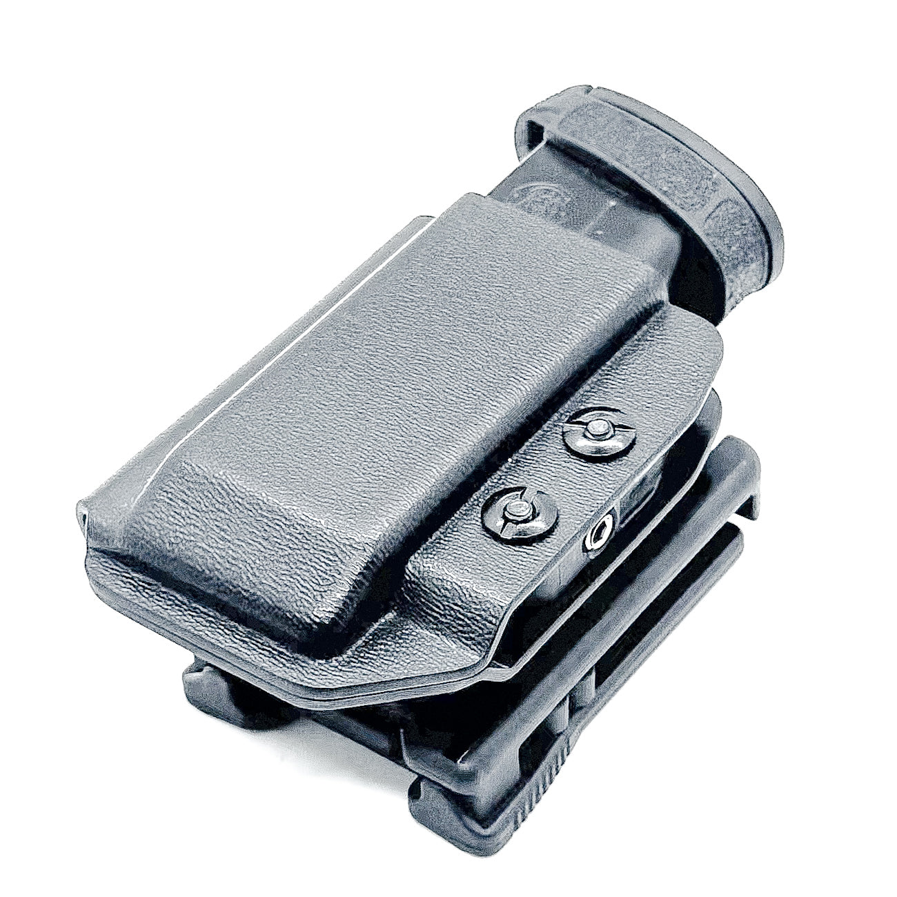 Black Kydex OWB Outside Waistband magazine carrier, holster, or pouch for the Smith & Wesson Equalizer from Four Brothers 4BROS Holsters.  Made in USA