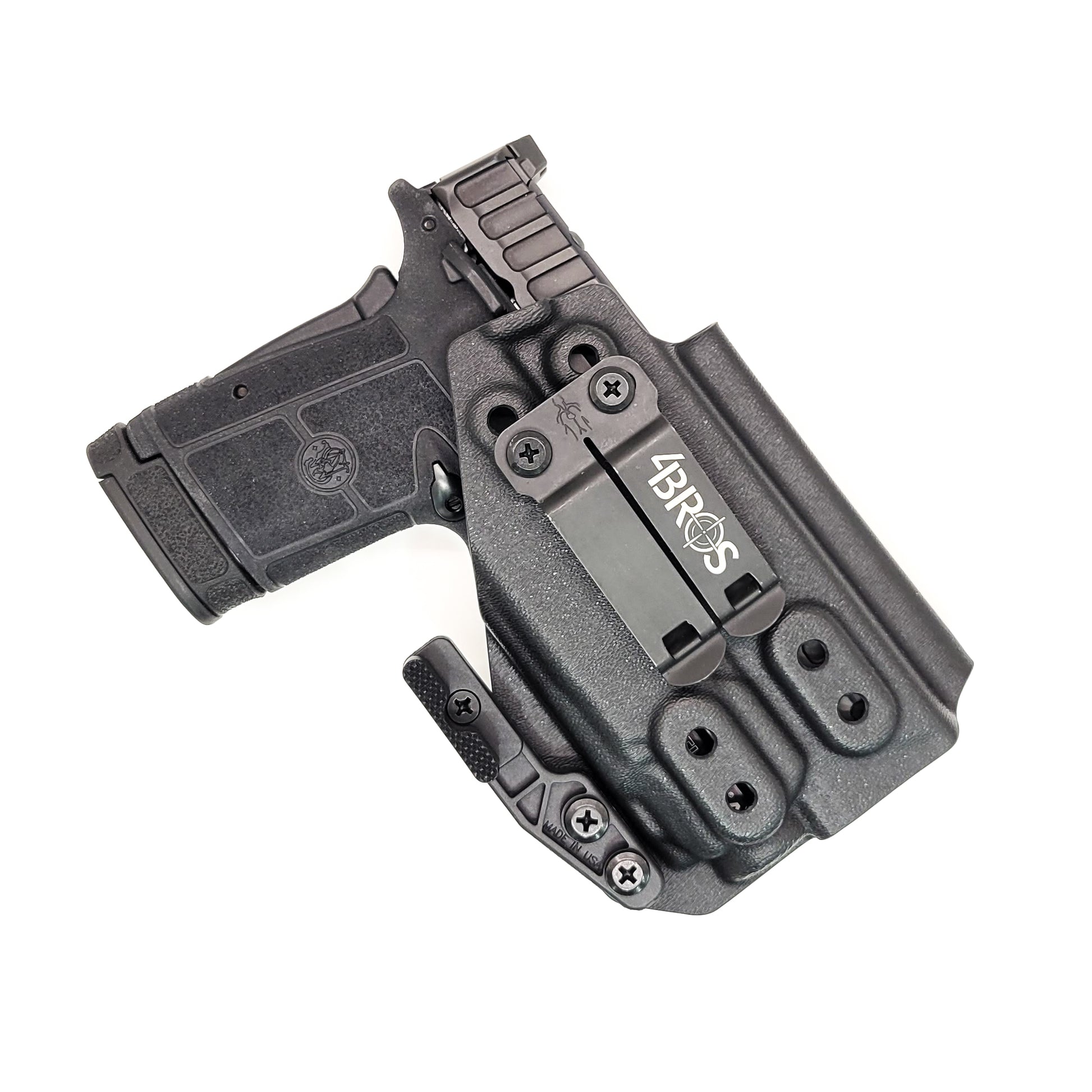 For the best IWB Kydex Inside Waistband Holster for the Smith & Wesson EQUALIZER with the Streamlight TLR-8 or TLR-8 A  Four Brothers 4BROS Holsters. 