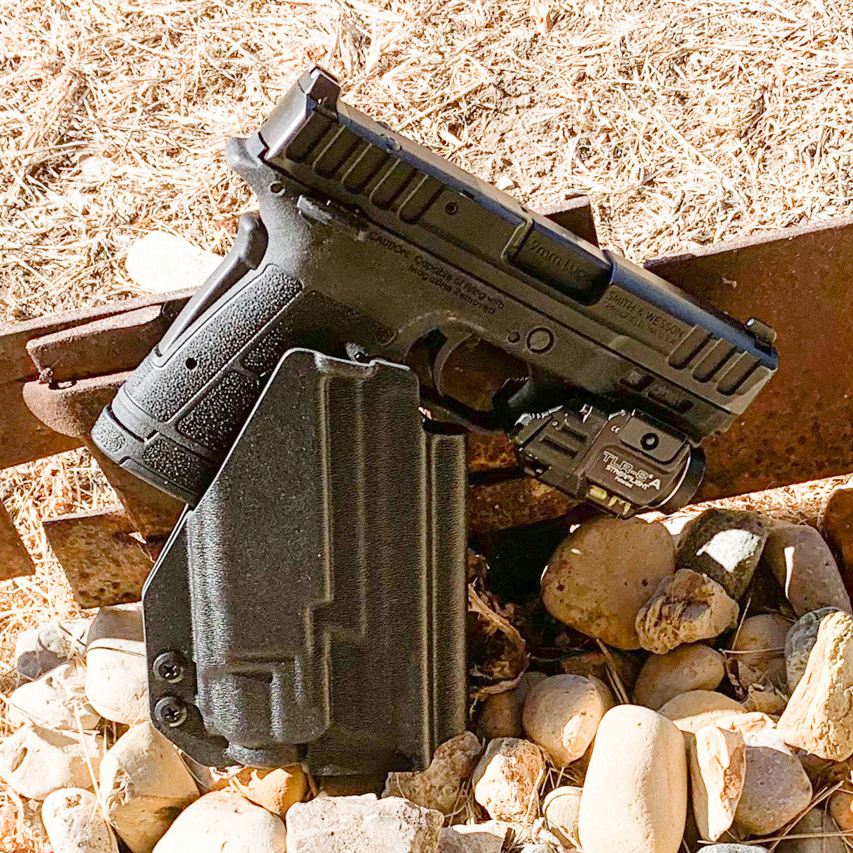For the best Outside Waistband OWB Holster for the Smith & Wesson EQUALIZER handgun with the Streamlight TLR-8 or TLR-8A shop Four Brothers 4BROS Holsters. 